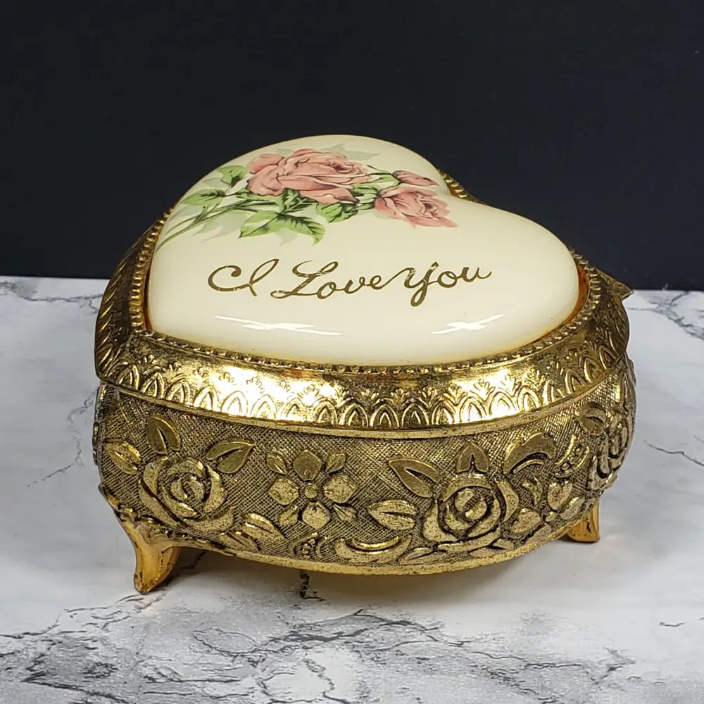 Brass And Porcelain Musical Vanity Box Dr Zhivago Theme Song 1965 Vintage Decor