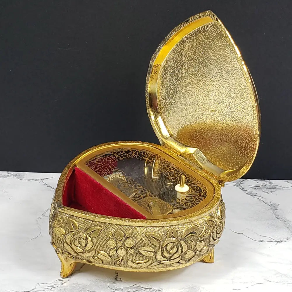 Brass And Porcelain Musical Vanity Box Dr Zhivago Theme Song 1965 Vintage Decor