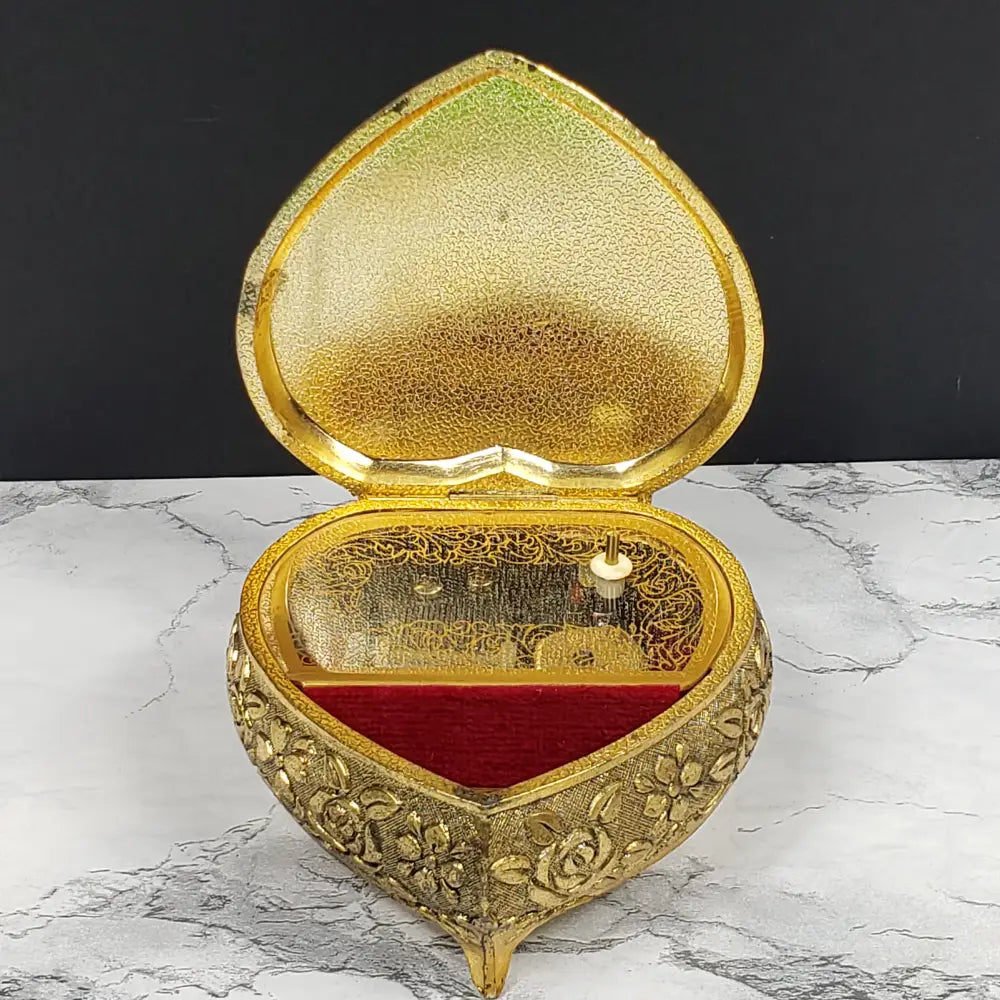 Brass And Porcelain Musical Vanity Box Dr Zhivago Theme Song 1965 Vintage Decor