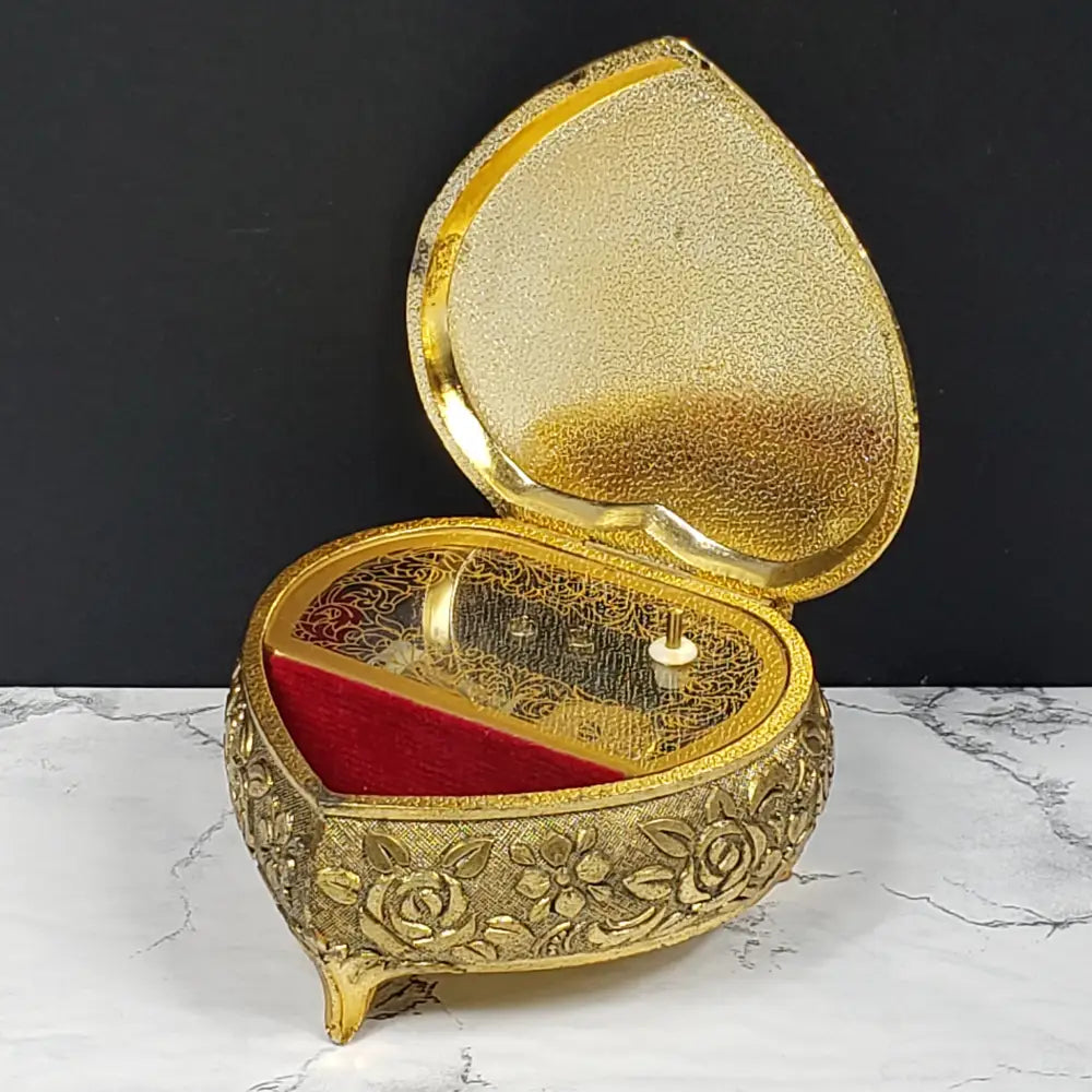 Brass And Porcelain Musical Vanity Box Dr Zhivago Theme Song 1965 Vintage Decor