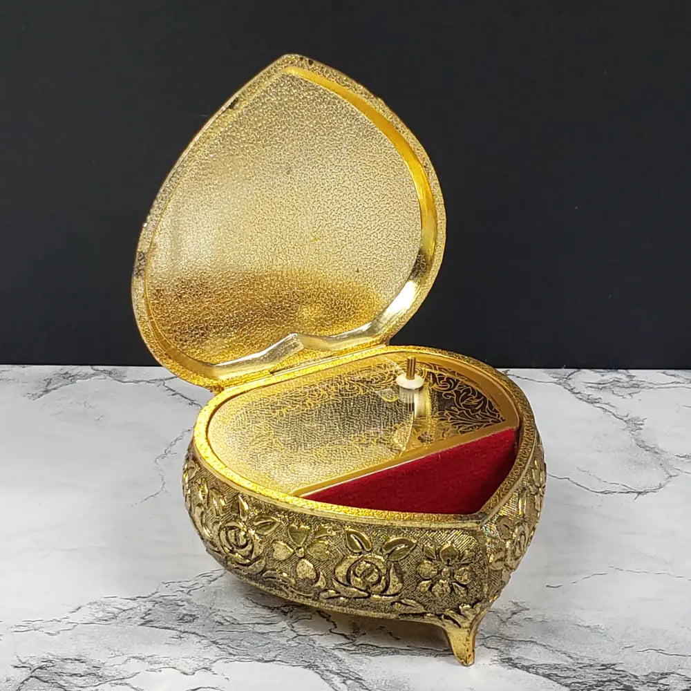 Brass And Porcelain Musical Vanity Box Dr Zhivago Theme Song 1965 Vintage Decor