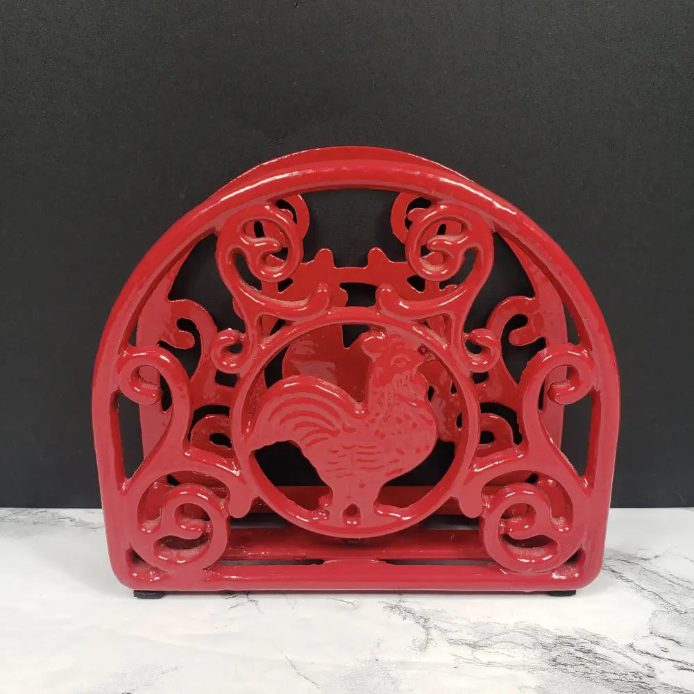 Napkin Holder Rooster Cast Iron Decor