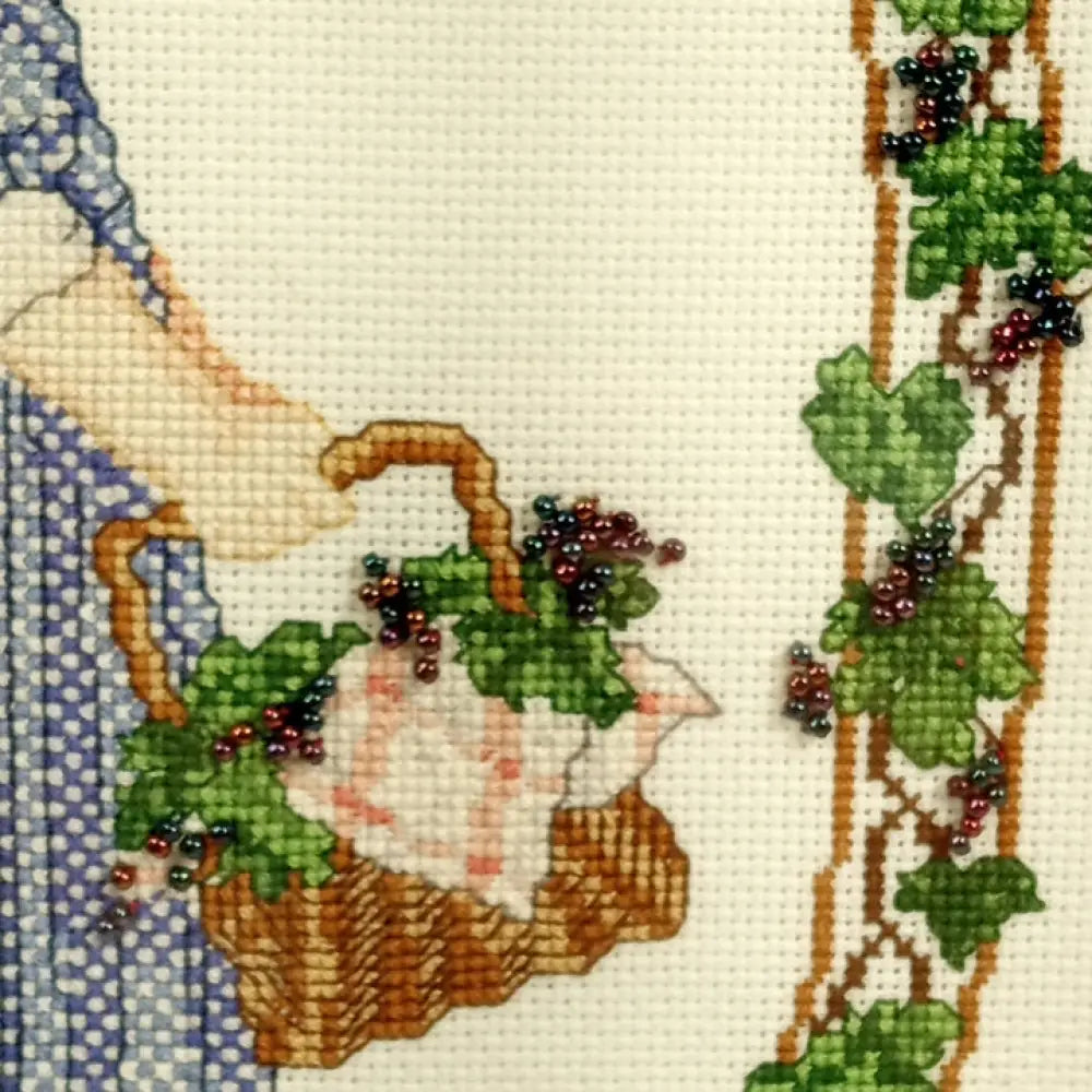 Needlepoint Bead Embellishment Handmade Framed Vintage Decor