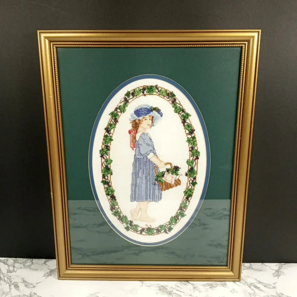 Needlepoint Bead Embellishment Handmade Framed Vintage Decor