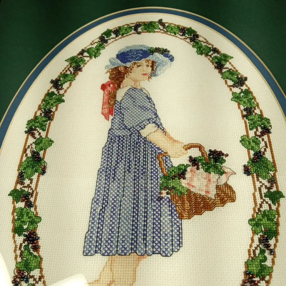 Needlepoint Bead Embellishment Handmade Framed Vintage Decor