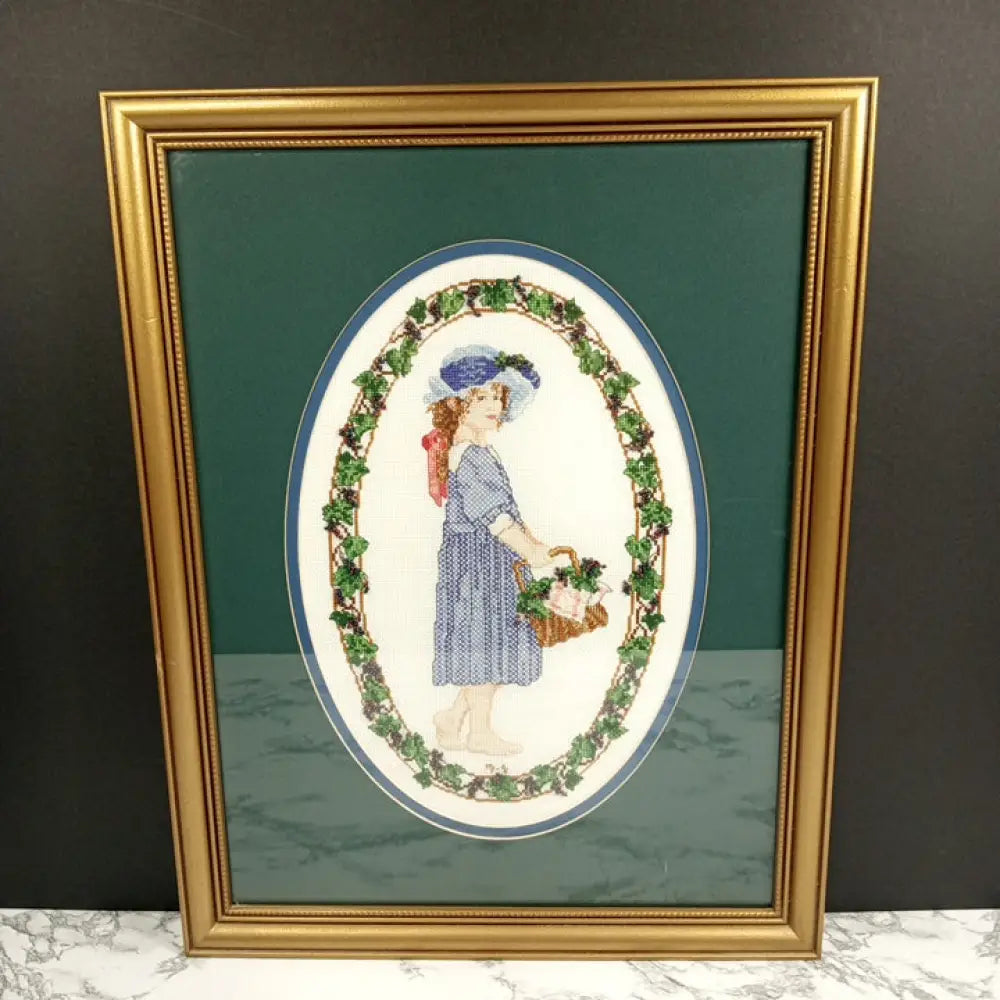 Needlepoint Bead Embellishment Handmade Framed Vintage Decor