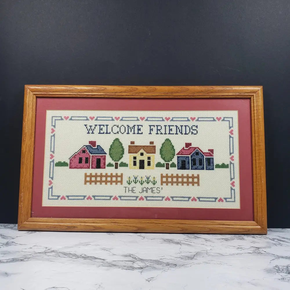 Needlepoint Welcome The James Handmade Vintage Decor