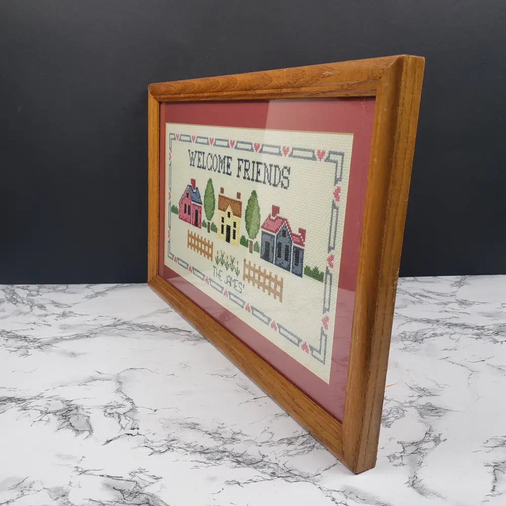 Needlepoint Welcome The James Handmade Vintage Decor