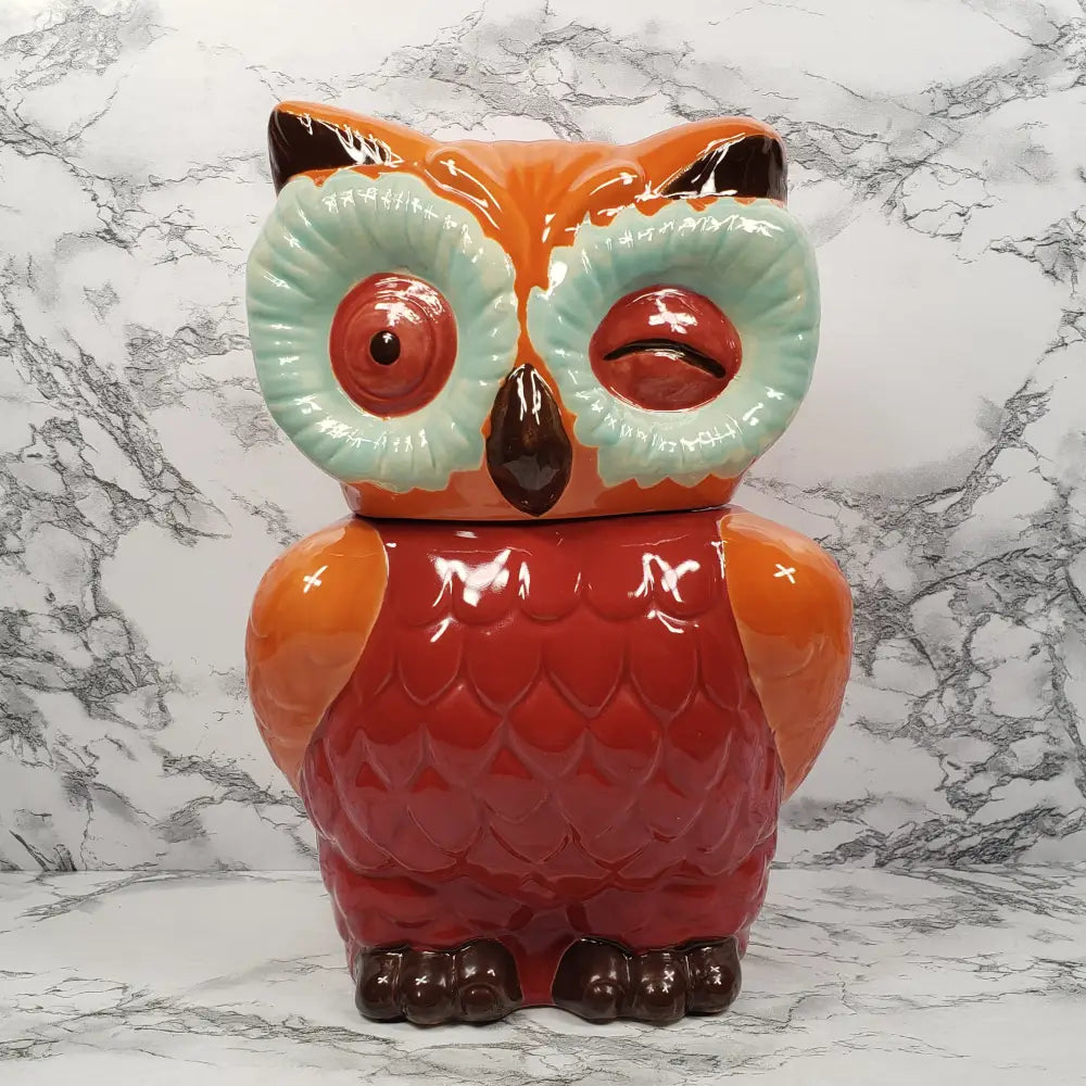Owl Cookie Jar Retro Ceramic Decor
