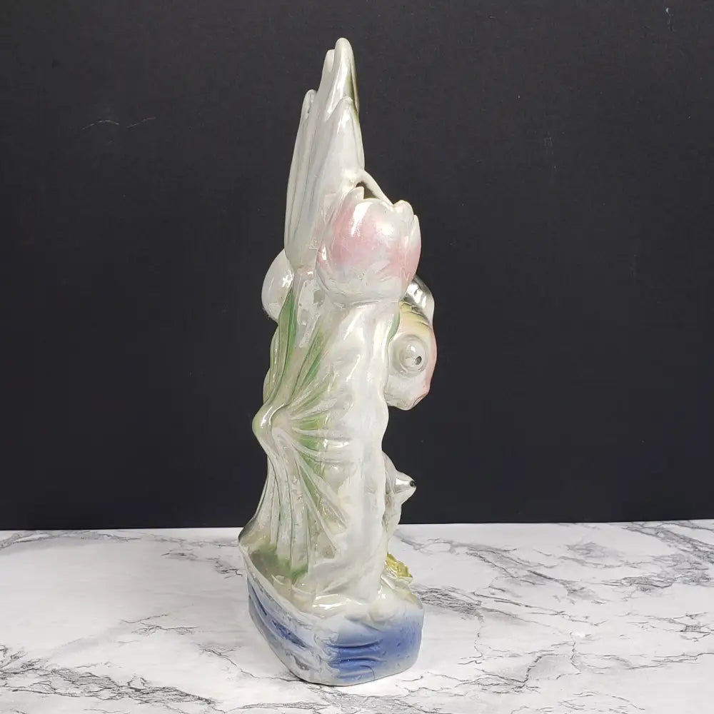 Pearlescent Porcelain Koi Vase Vintage Decor