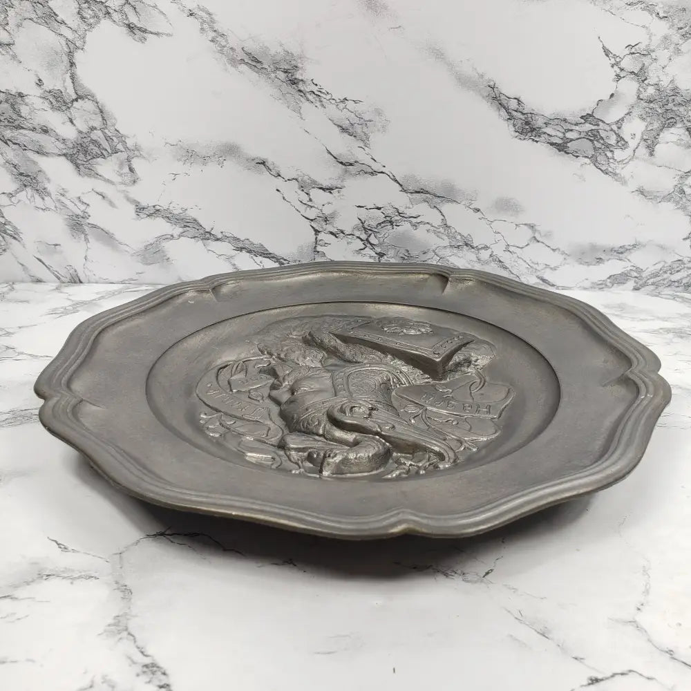 Pewter Hagen Von Tronje Norse High Relief Wall Decor Antique