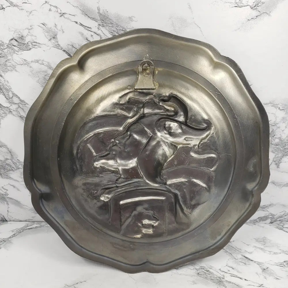 Pewter Hagen Von Tronje Norse High Relief Wall Decor Antique