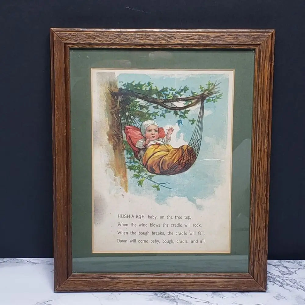 Rock A Bye Baby Nursery Rhyme Framed Matted Book Page Vintage ...