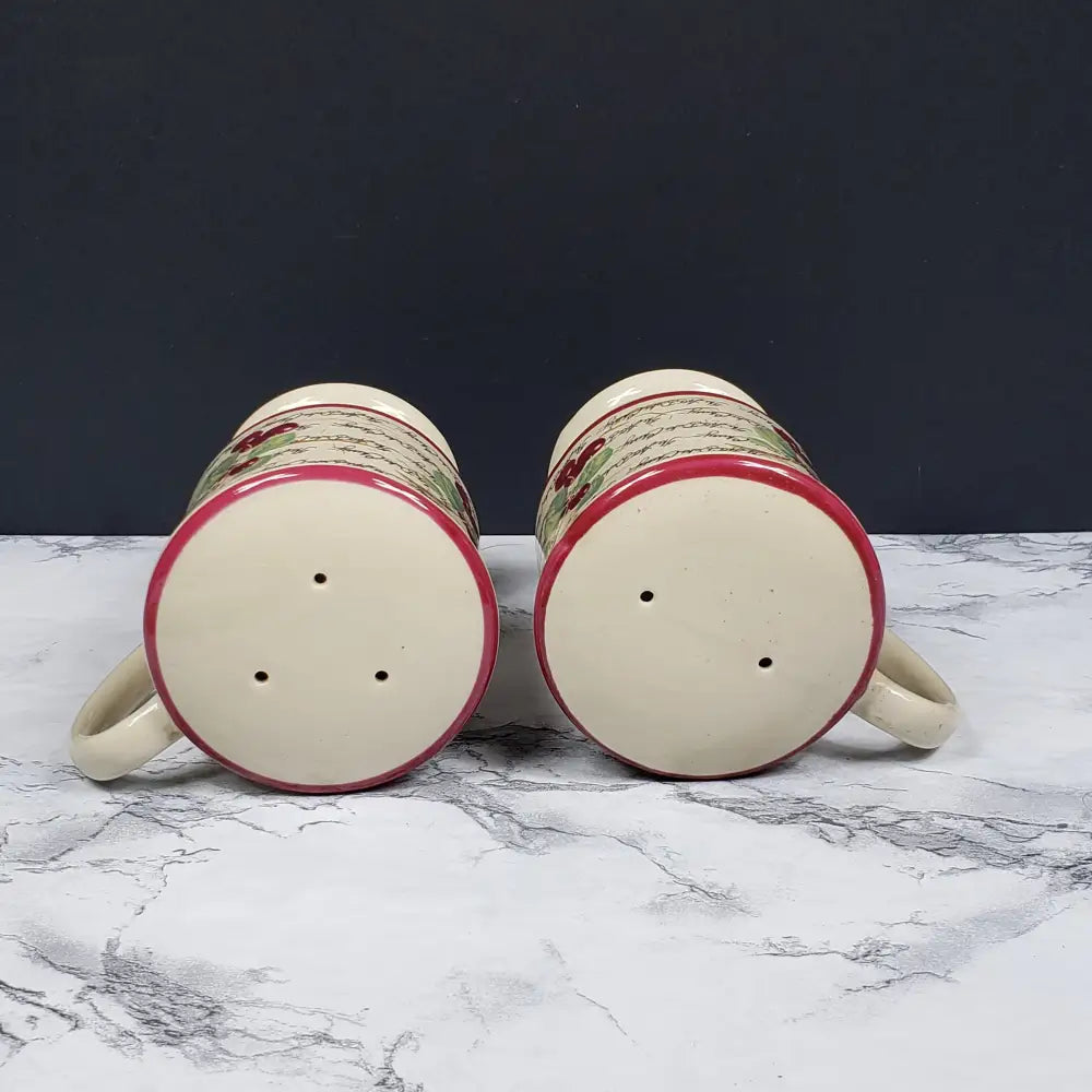 Salt Pepper Shakers Cherry Coffee Cup Vintage &