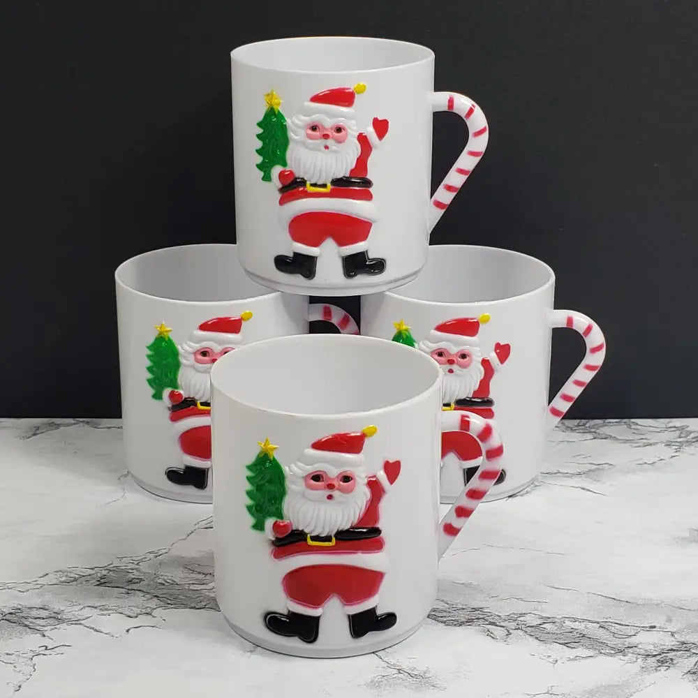 Santa Childrens Cups Set Of Four Vintage Decor