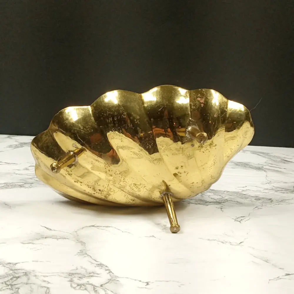 Solid Brass Seashell Trinket Ash Tray Soap Dish Vintage Decor