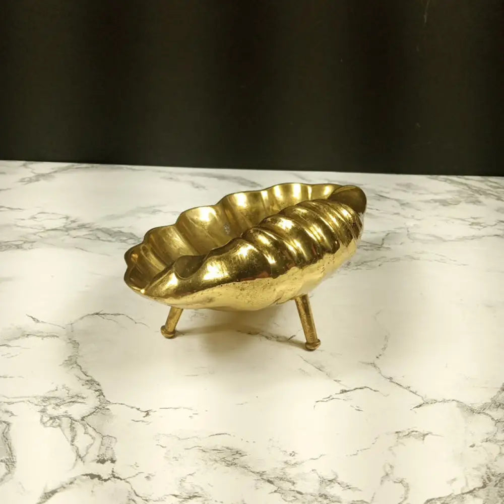 Solid Brass Seashell Trinket Ash Tray Soap Dish Vintage Decor