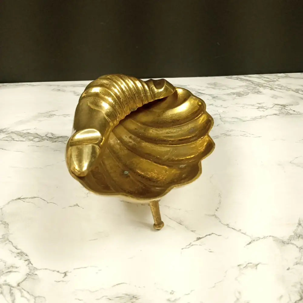Solid Brass Seashell Trinket Ash Tray Soap Dish Vintage Decor