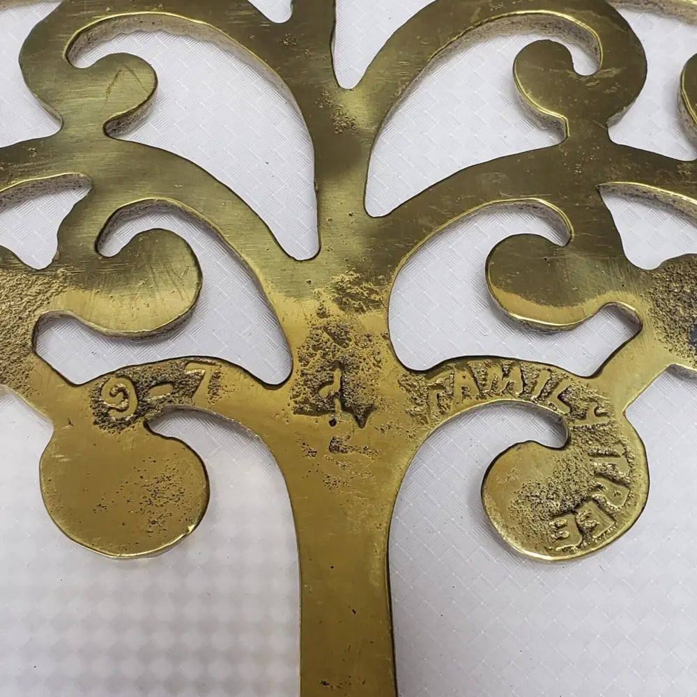 Solid Brass Trivet Or Plant Stand Family Tree (Vintage) Decor