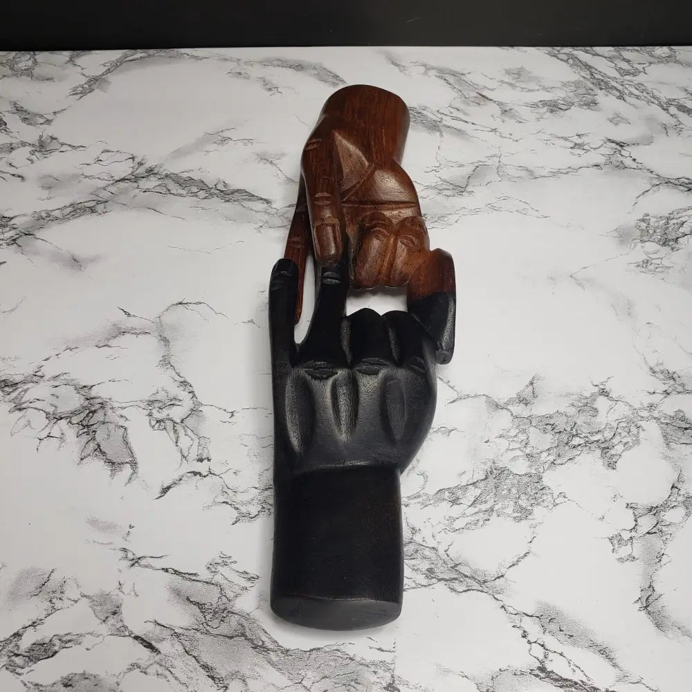 Solid Wood Hand Carved Hands Sculpture Decor