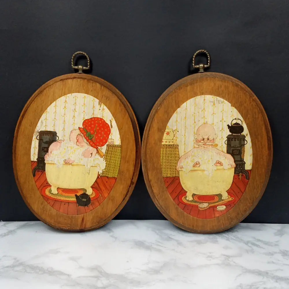 Solid Wood His & Hers Bathroom Signs ( Vintage ) Decor