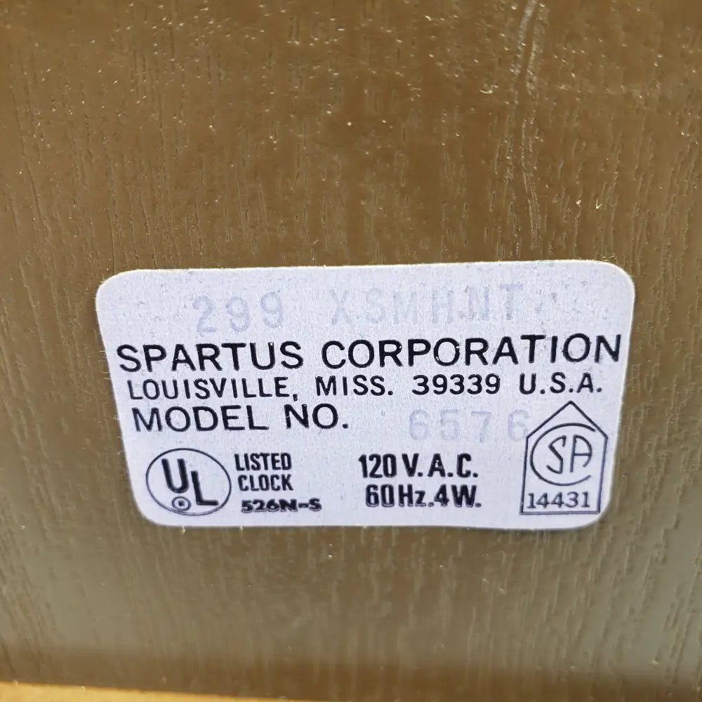 Spartus Clock Mantle Wall Electric Vintage Decor