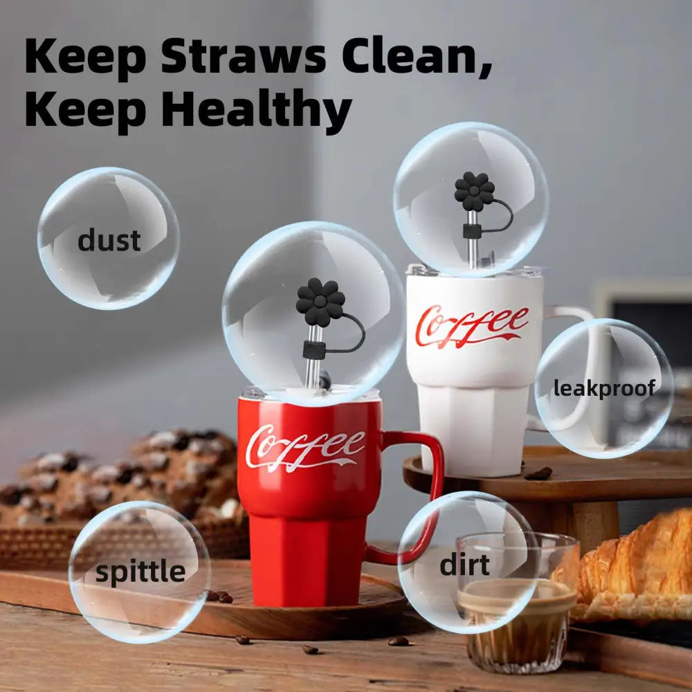 Straw Cover Cap For Stanley Cup 4 Pack Silicone Topper Tumblers Compatible With 30&40 Oz 0.4In