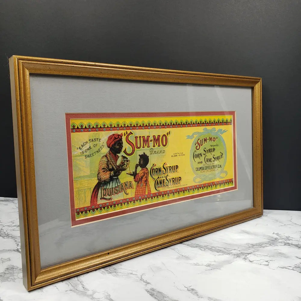 Sum-Mo Corn Syrup Can Label Print Framed Matted Vintage Decor