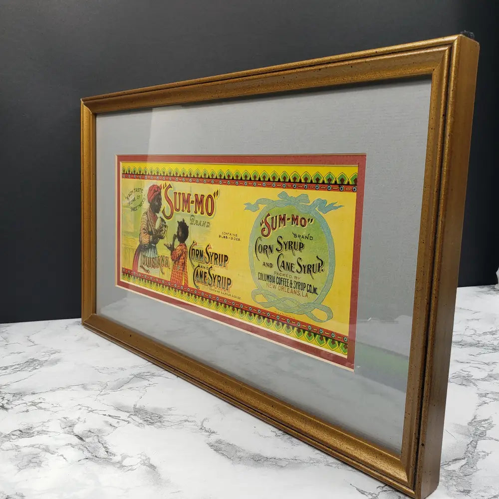 Sum-Mo Corn Syrup Can Label Print Framed Matted Vintage Decor