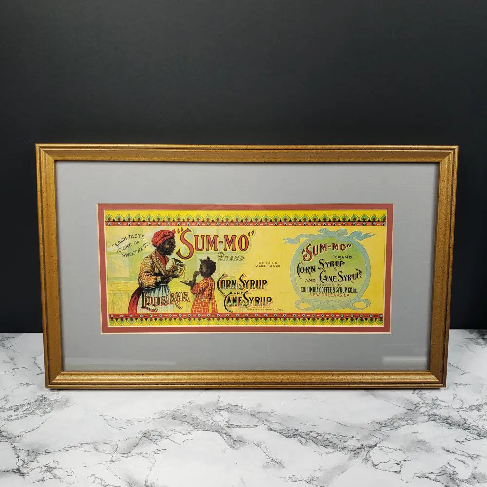 Sum-Mo Corn Syrup Can Label Print Framed Matted Vintage Decor
