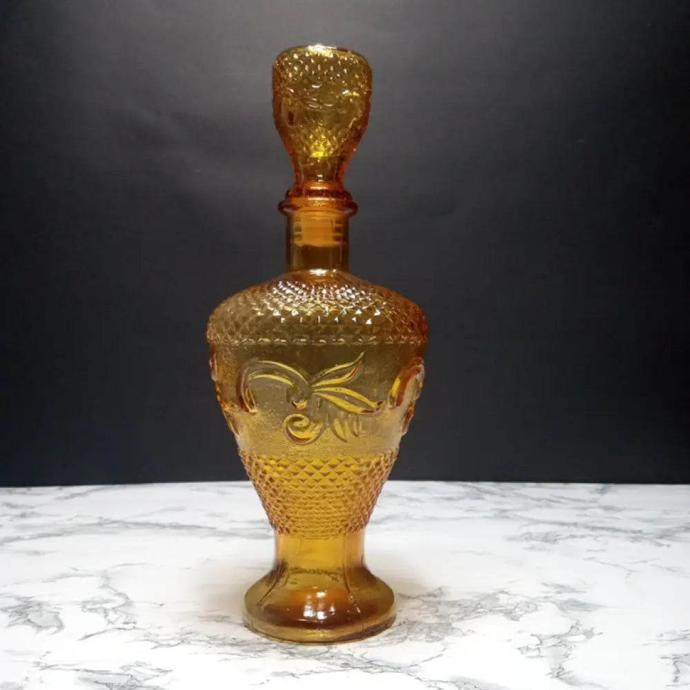 Taiwan Import Amber Glass Bottle Decanter ( Vintage ) Decor