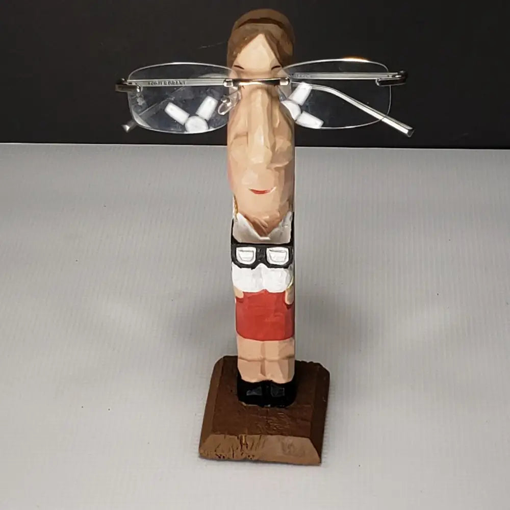 Teacher Eyeglass Holder Peepers Hand Carved Wood Decor