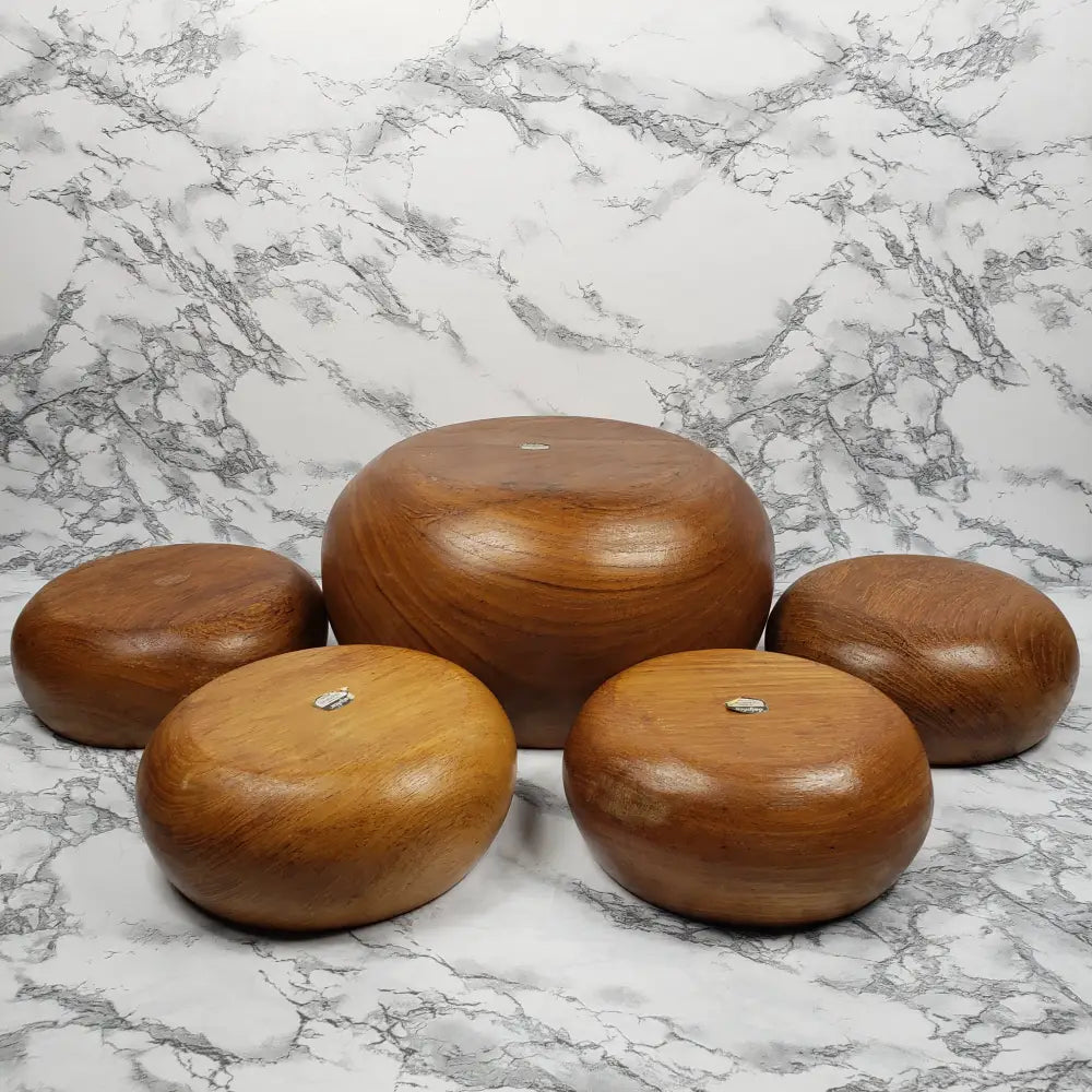 Teakwood Bowl Set Handmade Dolphin Vintage Decor