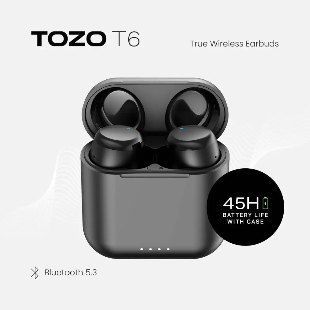 Tozo T6 Wireless Earbuds Bluetooth 5.3 Headphones Ergonomic Design In-Ear Headset 50Hrs Playtime