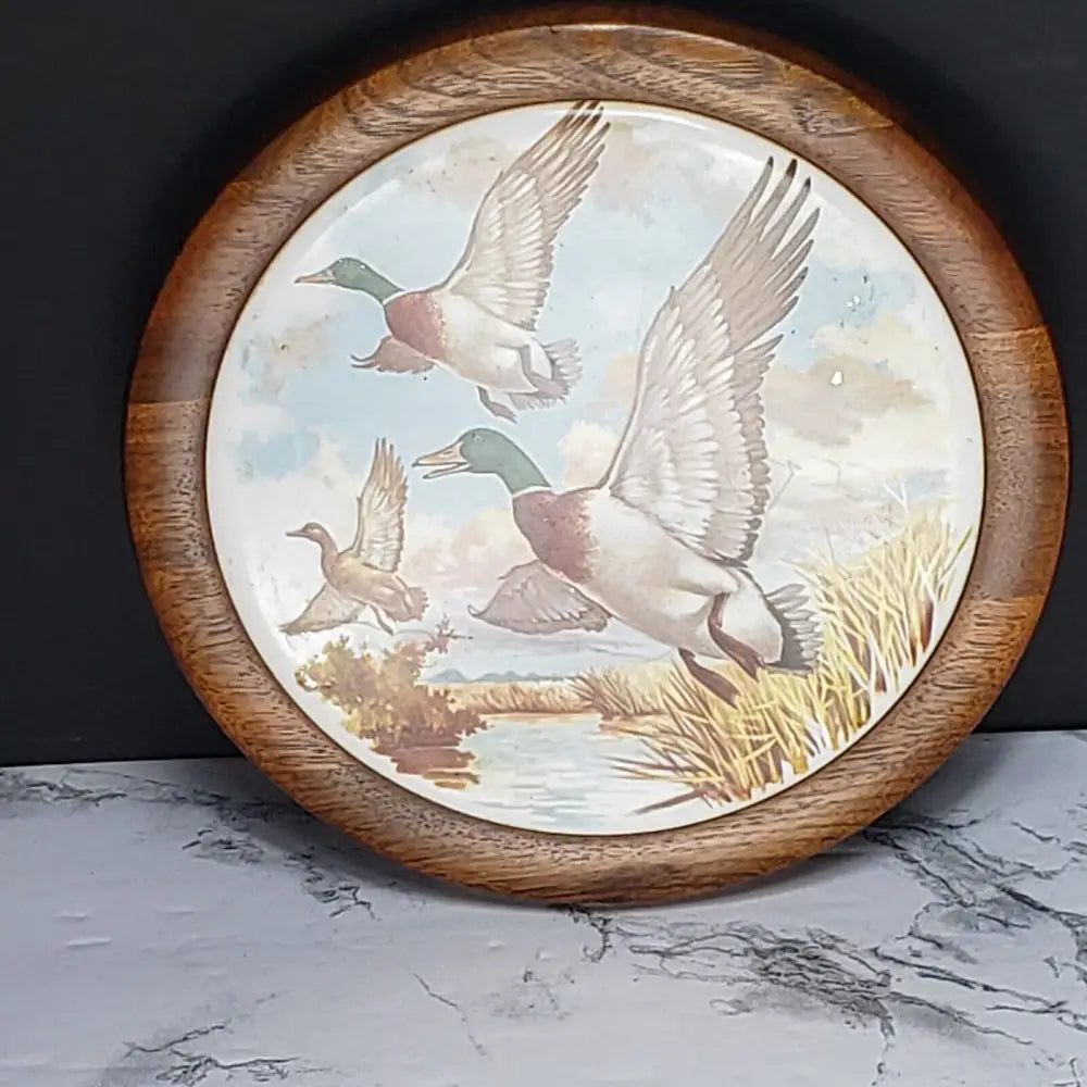 Walnut Currier & Ives Wall Decor Trivets