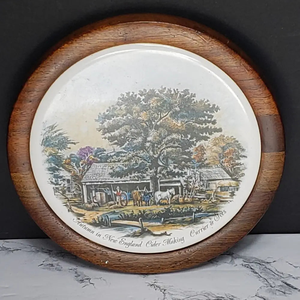 Walnut Currier & Ives Wall Decor Trivets