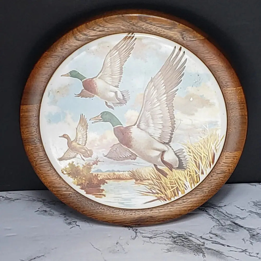 Walnut Currier & Ives Wall Decor Trivets