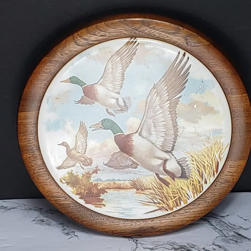 Walnut Currier & Ives Wall Decor Trivets