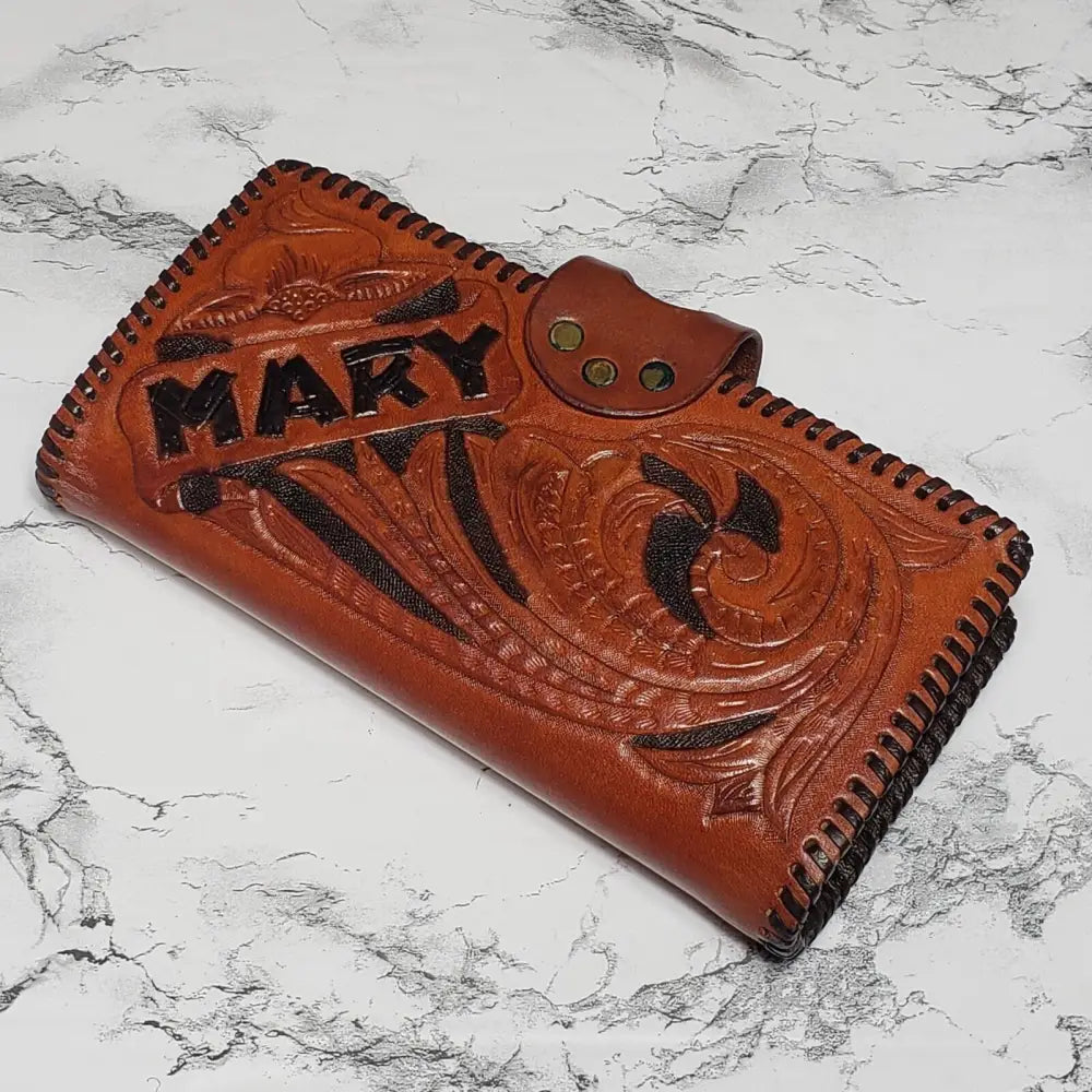 Womens Hand Tooled Leather Wallet Mary (Vintage)