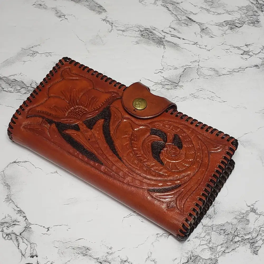 Womens Hand Tooled Leather Wallet Mary (Vintage)
