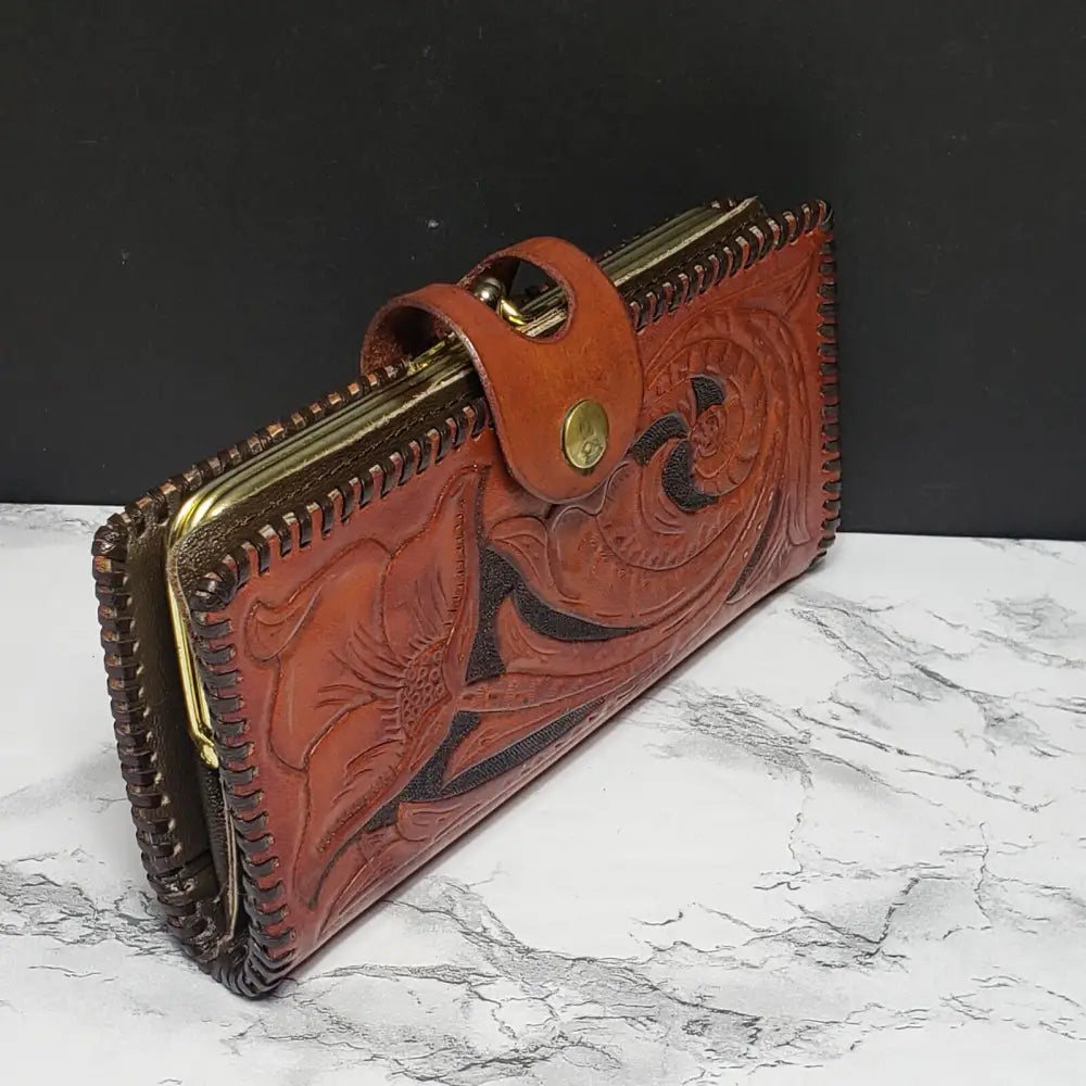 Womens Hand Tooled Leather Wallet Mary (Vintage)