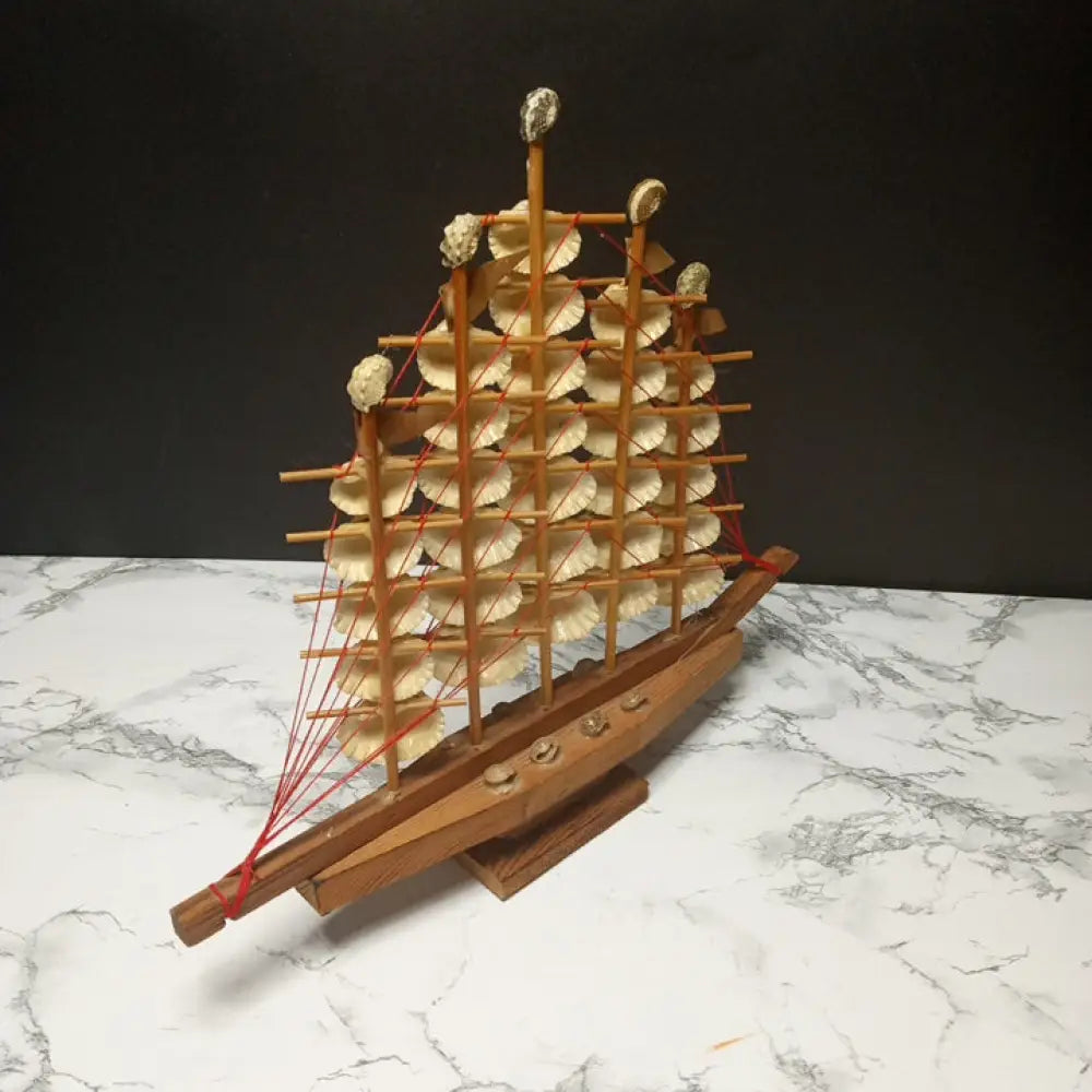 Wood Seashell Ship ( Vintage ) Decor