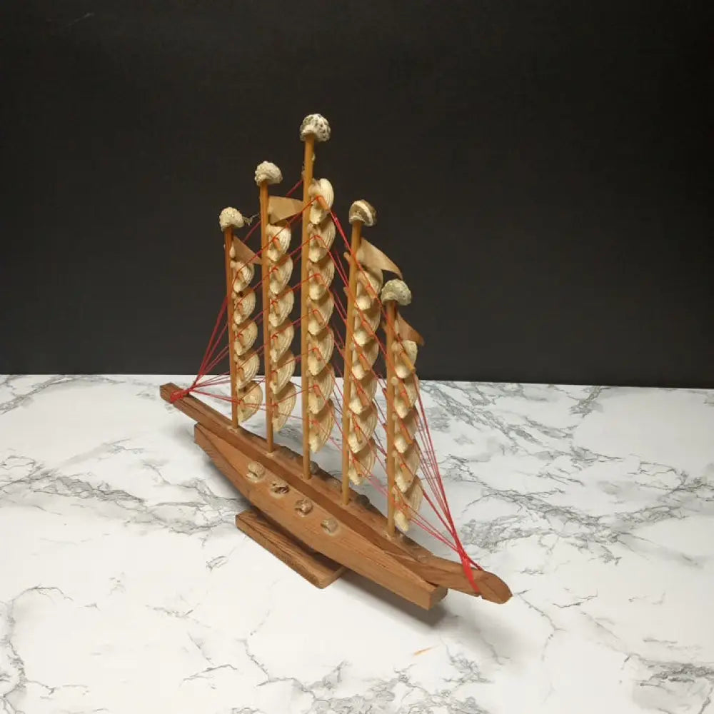 Wood Seashell Ship ( Vintage ) Decor