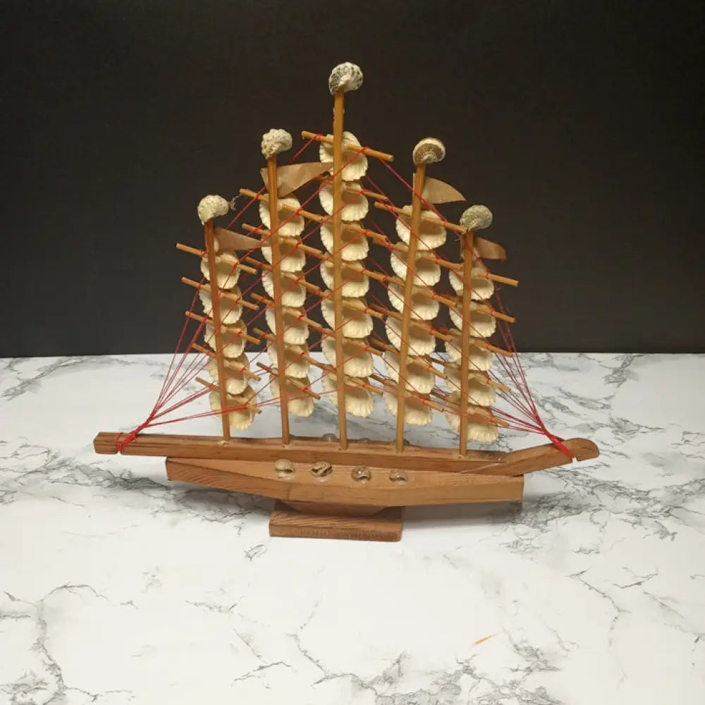 Wood Seashell Ship ( Vintage ) Decor