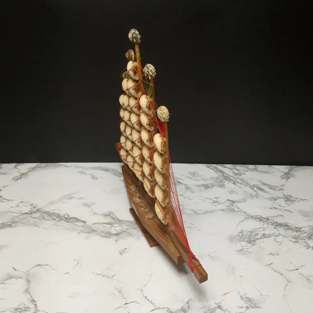 Wood Seashell Ship ( Vintage ) Decor