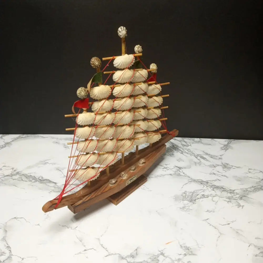 Wood Seashell Ship ( Vintage ) Decor