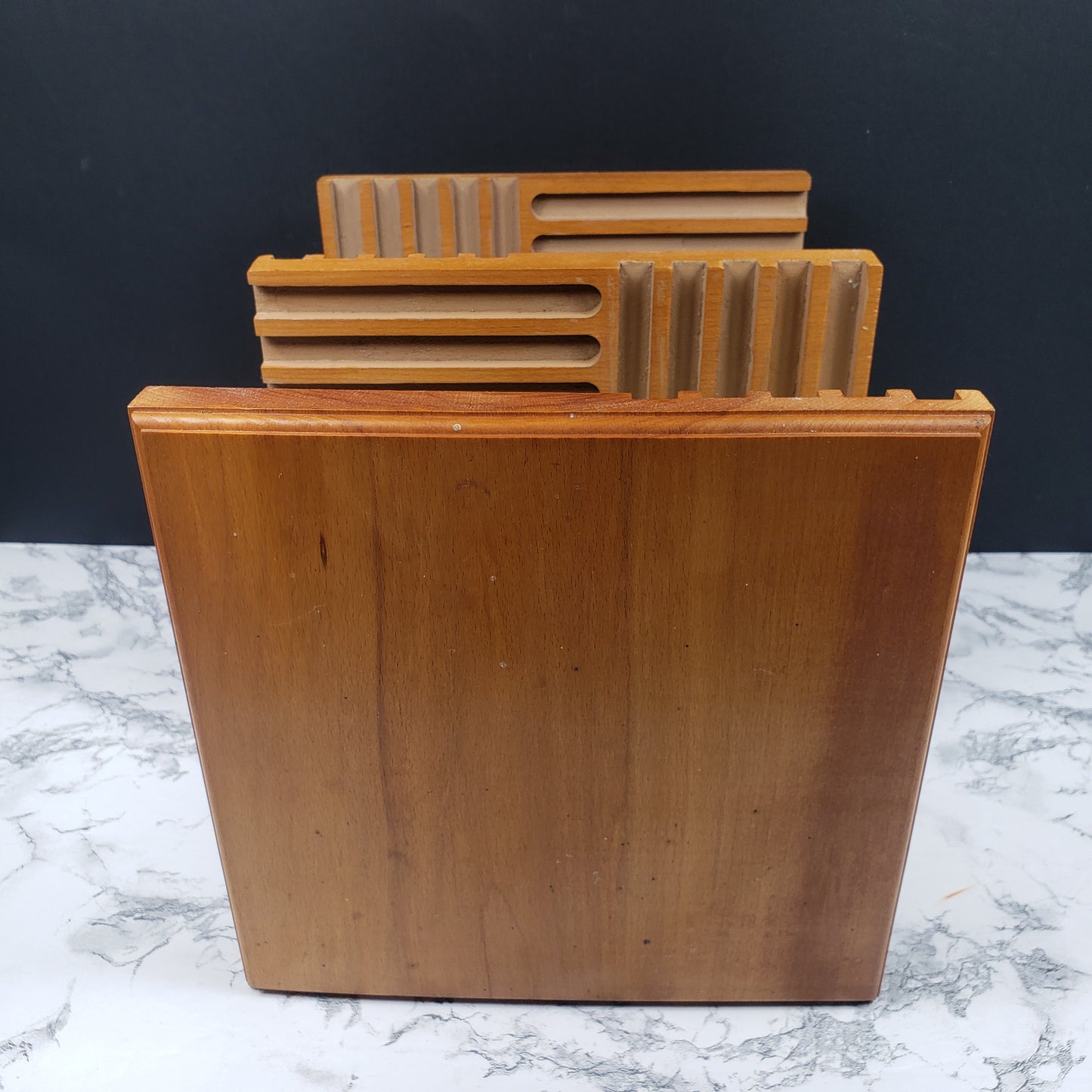 CD Rack Handmade Danish Modern Revolving Solid Wood Vintage