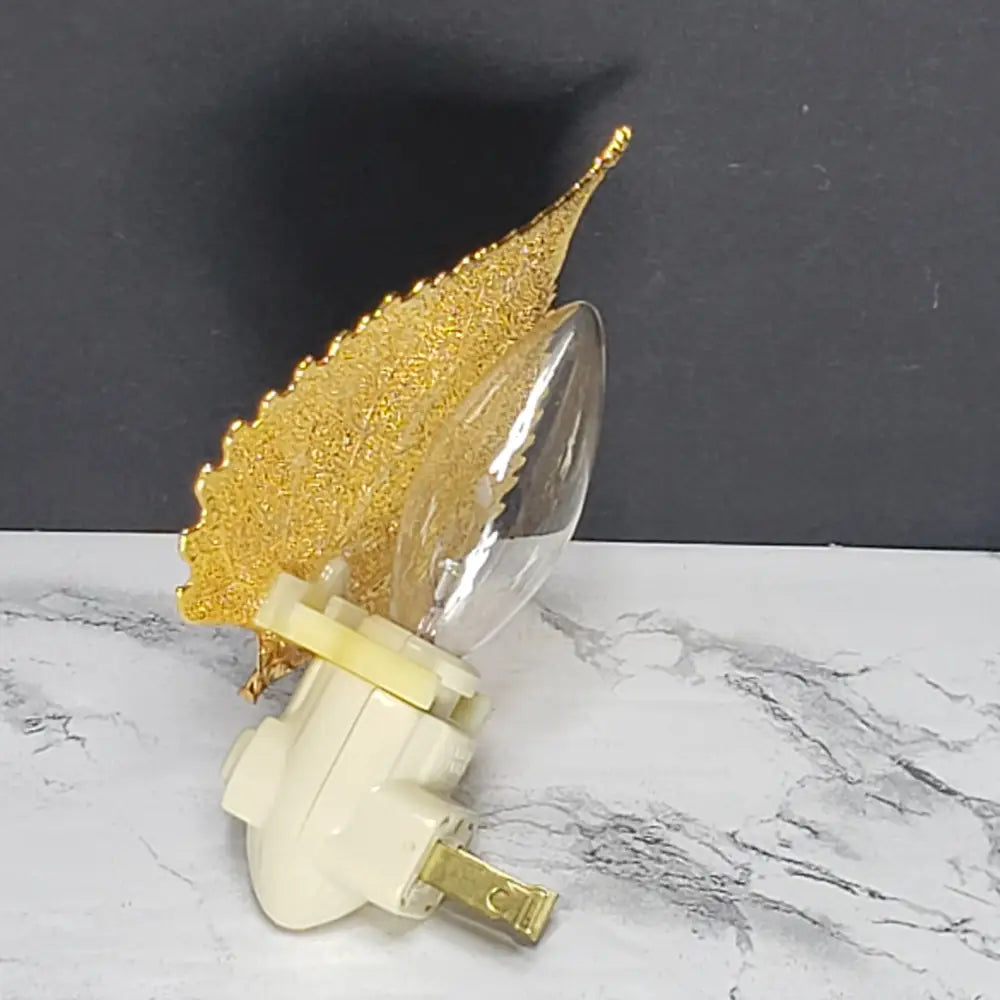 24K Gold Dipped Cottonwood Leaf Nightlight Decor