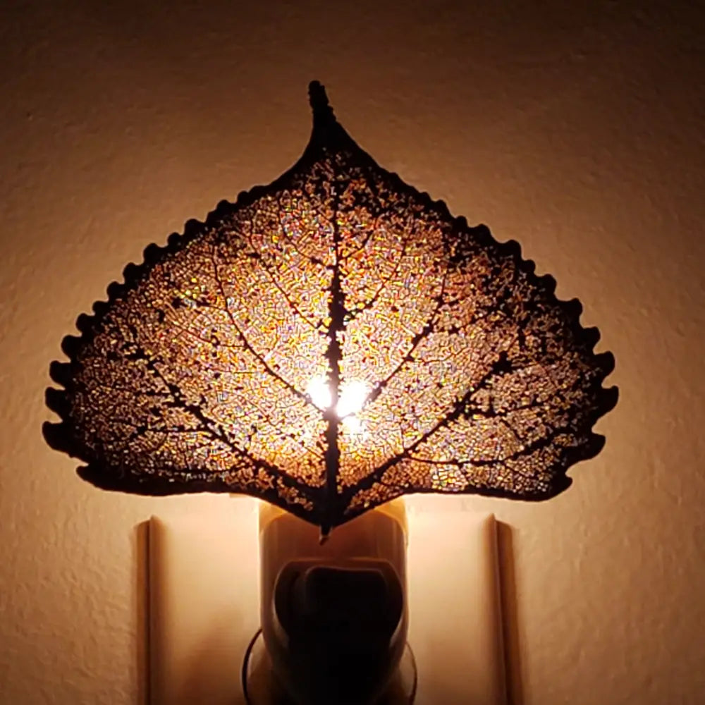 24K Gold Dipped Cottonwood Leaf Nightlight Decor