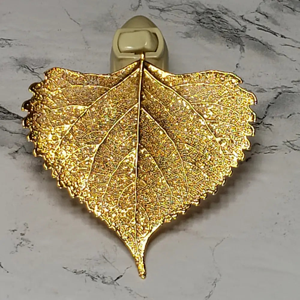 24K Gold Dipped Cottonwood Leaf Nightlight Decor
